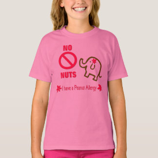 Niedlich Elephant NO NUTS Peanut Allergie Girls T  T-Shirt