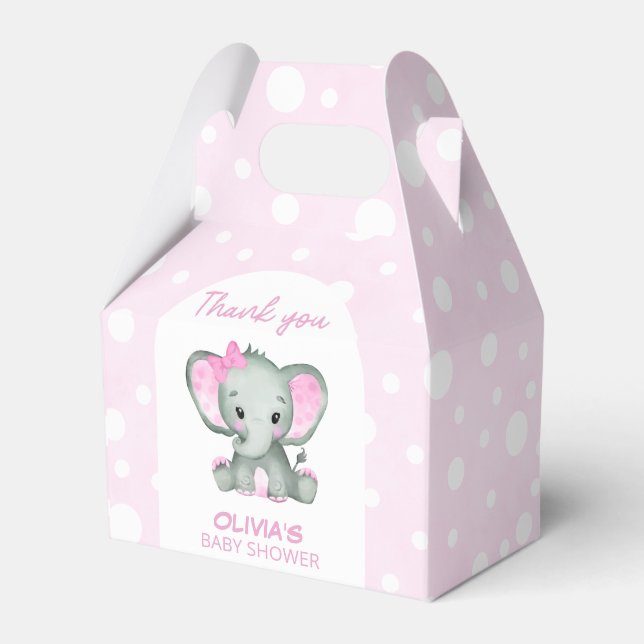 Niedlich Elephant Pink Baby Dusche Geschenkschachtel (Vorderseite)