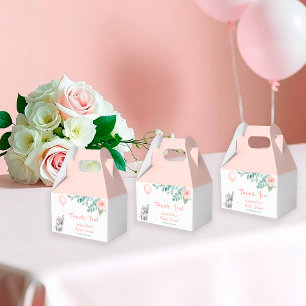 Niedlich Elephant Pink Balloon Girl Baby Dusche Geschenkschachtel
