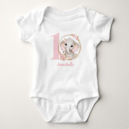 Niedlich Elephant Pink Blume Girl Baby Strampler