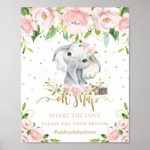 Niedlich Elephant Pink Blüte Oh schlucken Teilen S Poster
