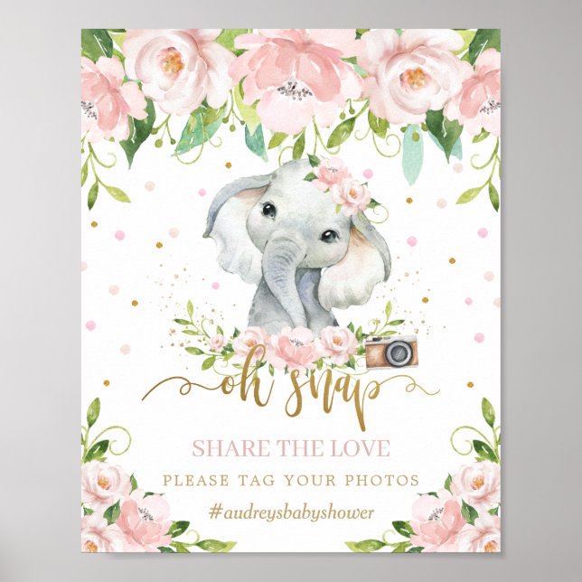 Niedlich Elephant Pink Blüte Oh schlucken Teilen S Poster (Vorne)
