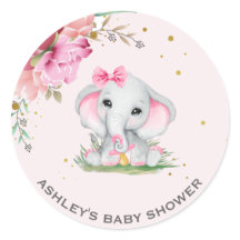 Niedlich Elephant Pink Floral Baby Dusche
