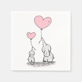 Niedlich Elephant Pink Heart Balloons Girl Baby Du Serviette