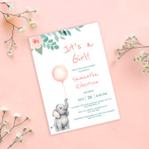 Niedlich Elephant Watercolor Ballon Pink Baby Dusc