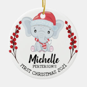 Niedlich Elephant Winter Holiday Baby's 1. Weihnac Keramik Ornament