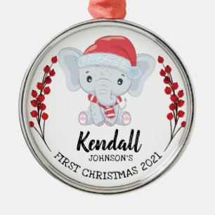 Niedlich Elephant Winter Holiday Baby's 1. Weihnac Ornament Aus Metall