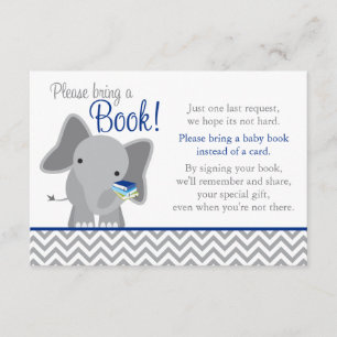 Niedlich Elephant Zickzack Navy Blue Baby Shower B Begleitkarte