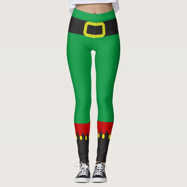 Niedlich Elf Green Christmas Novelty Leggings (Vorderseite)