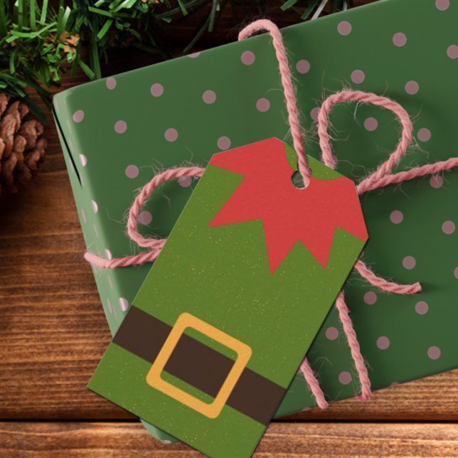 Niedlich Elf Kostüm Red Green Brown Weihnachten Geschenkanhänger (Von Creator hochgeladen)