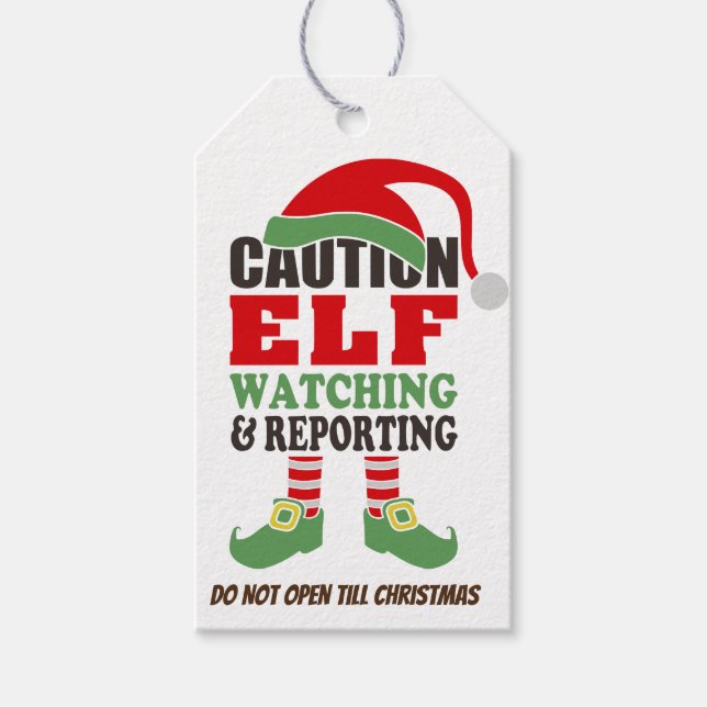 Niedlich "Elf Watching/ Weihnachtsdesign /Personal Geschenkanhänger (Vorderseite)