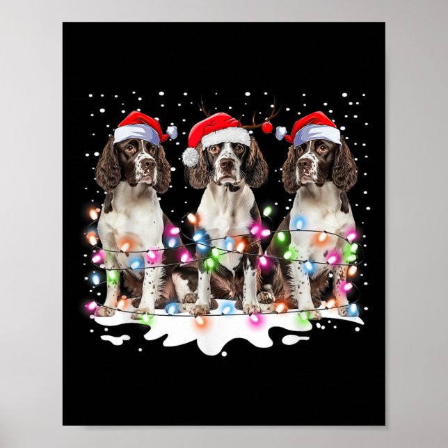Niedlich Englisch Springer Spaniel Dog Christmas L Poster (Vorne)