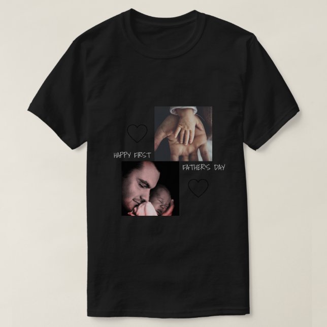 Niedlich Erster Vater Tag 2 Foto T - Shirt (Design vorne)