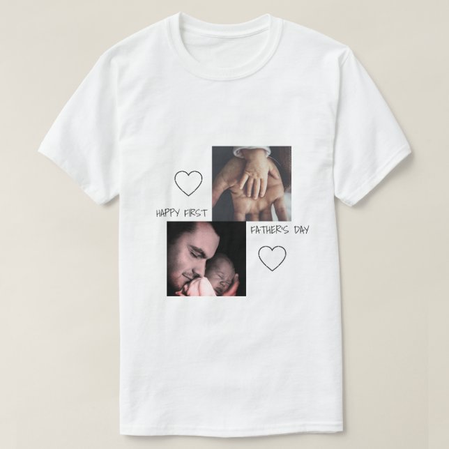 Niedlich Erster Vater Tag 2 Foto T - Shirt (Design vorne)