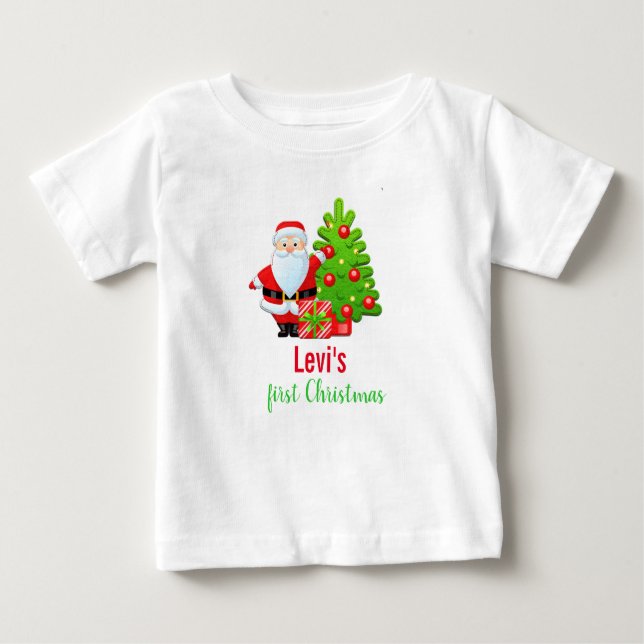 Niedlich Erster Weihnachtsmann-Cartoon Baby T-shirt (Vorderseite)