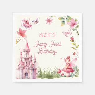 Niedlich Fairy Erste Wildblume Geburtstag Serviette