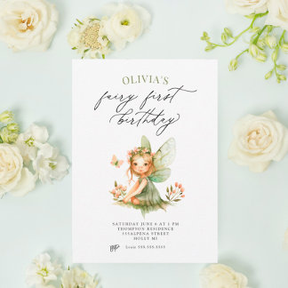 Niedlich Fairy First Birthday Einladung