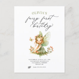 Niedlich Fairy First Birthday Einladung Postkarte