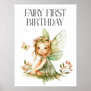 Niedlich Fairy First Geburtstag Poster