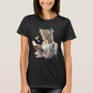 Niedlich Fairy Girl Librarian Cottagecore Butterfl T-Shirt