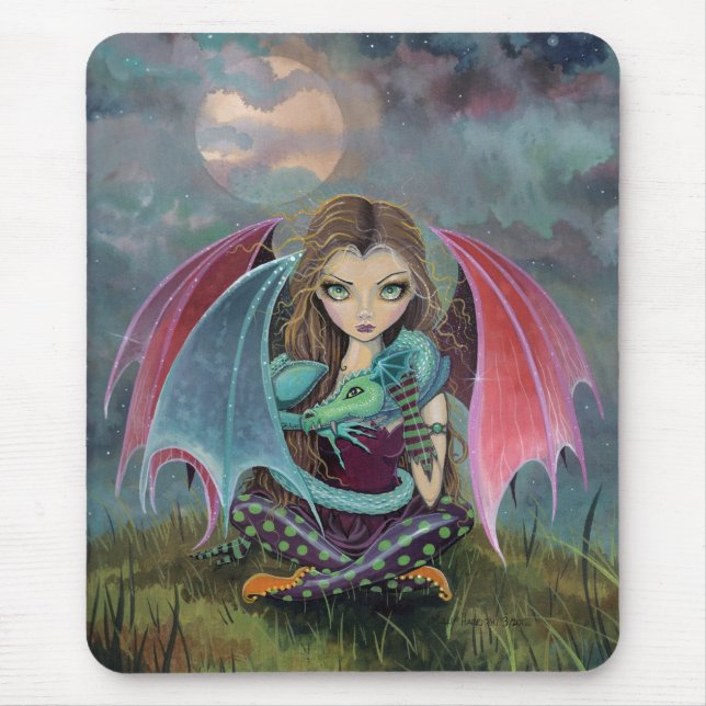 Niedlich Faiy and Dragon Fantasy Art Mousepad (Vorne)