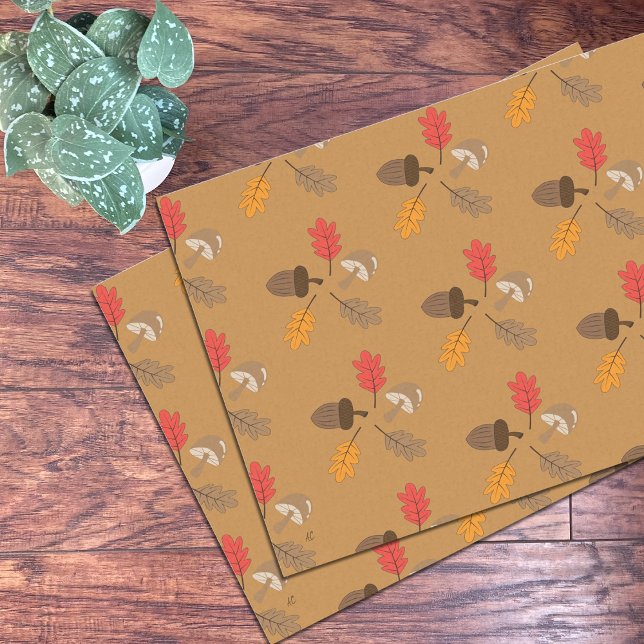 Niedlich Fall Doodle Brown Tissue Paper Seidenpapier (Von Creator hochgeladen)