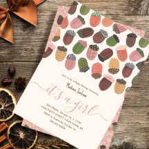 Niedlich Fall Pink Acorns Mädchen Dusche Party