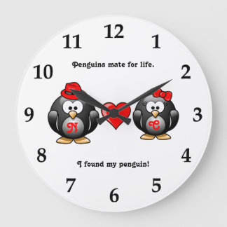 Niedlich fand ich meine Pinguin Mate for Life Red  Große Wanduhr