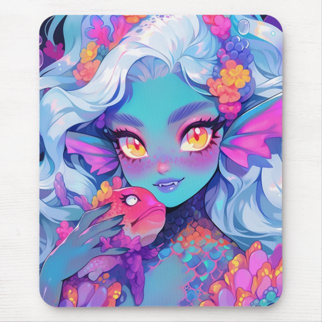 Niedlich Fanged Meerjungfrau und Hausfisch Mousepad (Vorne)