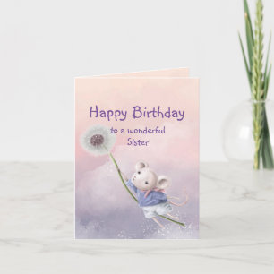  Niedlich Fantasy Birthday Sister Mouse Dandelion  Karte