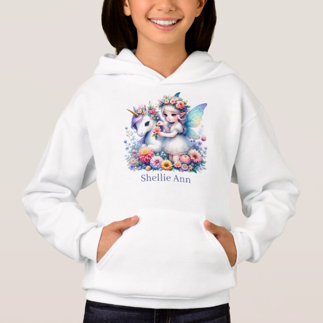 Niedlich Fantasy Einhornmärchen geben Namen Hoodie (Vorderseite)