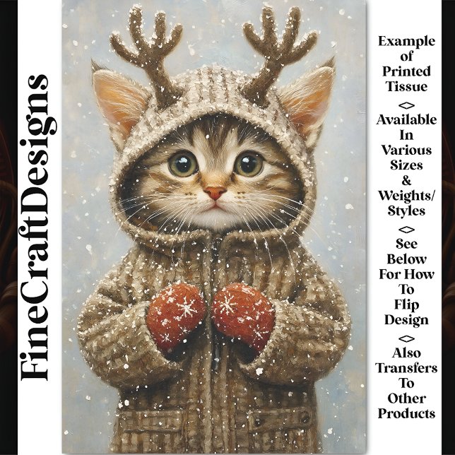 Niedlich Fantasy Kitten Reindeer Antlers AL2 Decou Seidenpapier (Von Creator hochgeladen)