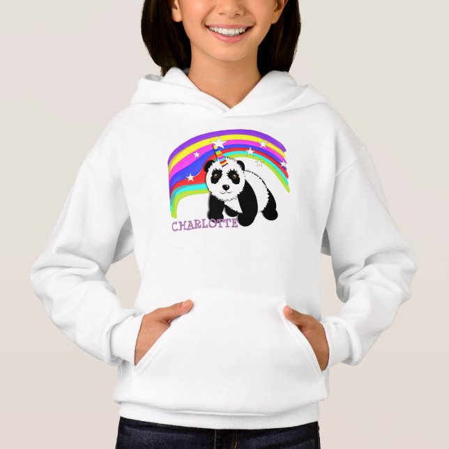 Niedlich Fantasy Rainbow Panda Unicorn Personalisi Hoodie (Vorderseite)