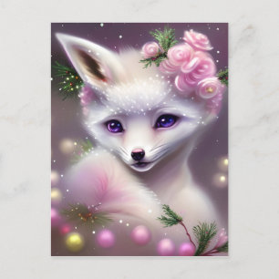 Niedlich Fantasy White Fox Postkarte
