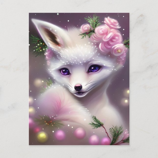 Niedlich Fantasy White Fox Postkarte (Vorderseite)