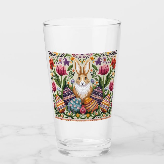 Niedlich/farbenfroh Frühjahr/Ostermesse Glas (Vorderseite)
