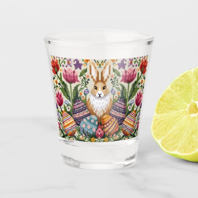 Niedlich/farbenfroh Frühjahr/Ostermesse Schnapsglas (Vorderseite)