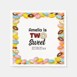 Niedlich & farbenfroh Zwei Sweet Donut 2. Geburtst Serviette