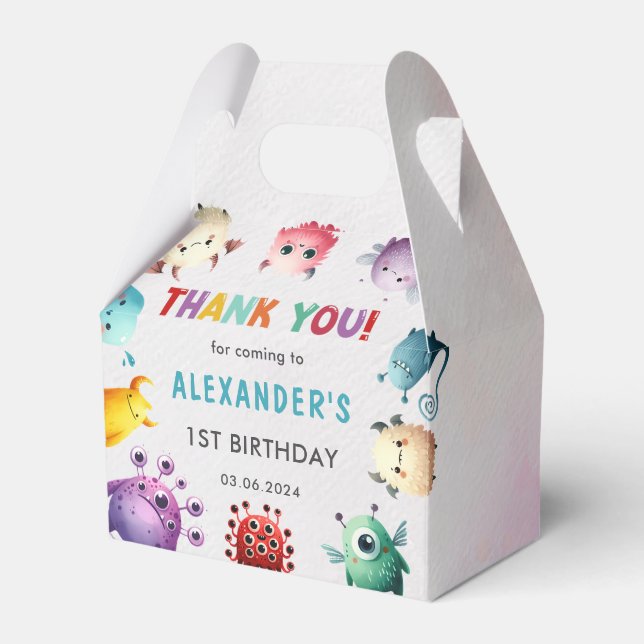 Niedlich farbenfrohe Geburtstagsparty Geschenkschachtel (Vorderseite)