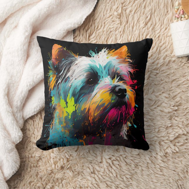 Niedlich farbenfrohe Yorkie Throw Kissen (Decke)