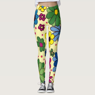 Niedlich-farbig-blumengelb Leggings