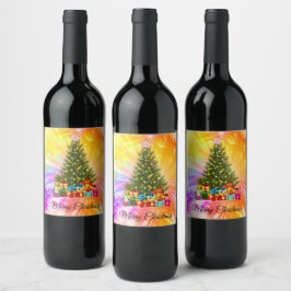 Niedlich, farbig, Weihnachten Weinetikett