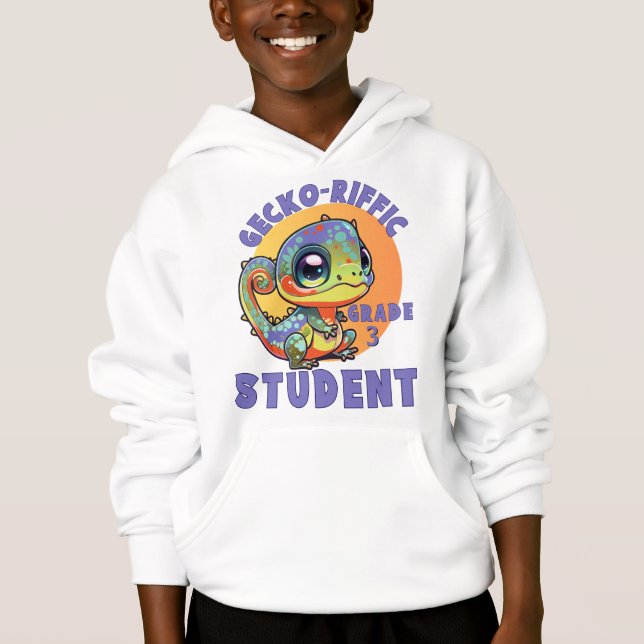 Niedlich-farbiges Gecko-Schuljahr Name Gecko-riffi Hoodie (Vorderseite)