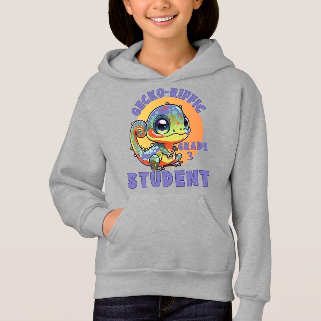 Niedlich-farbiges Gecko-Schuljahr Name Gecko-riffi Hoodie (Vorderseite)