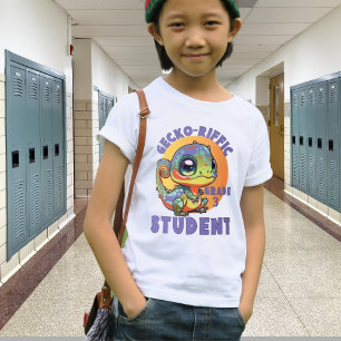 Niedlich-farbiges Gecko-Schuljahr Name Gecko-riffi T-Shirt