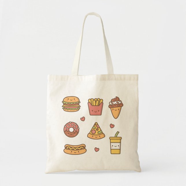 Niedlich Fast Food Burger Fries Donut Pizza Tasche (Vorne)