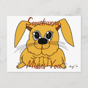 Niedlich Fat Bunny "Somebunny Misses You" Postcard Postkarte