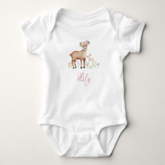 Niedlich Fawn Personalisiert Baby Girl Jersey Body Baby Strampler