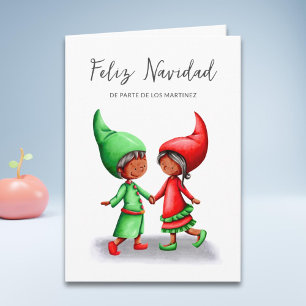 Niedlich Feliz Navidad Black Elves Weihnachtsfeier Karte