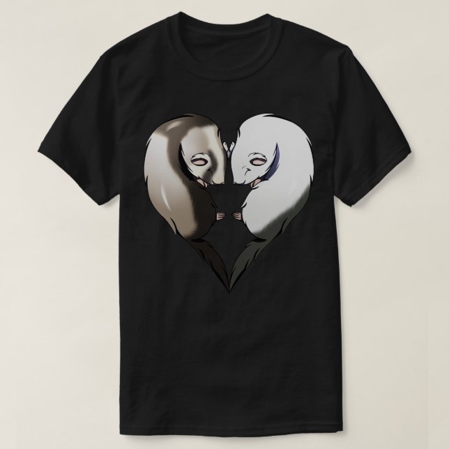 Niedlich Ferrets Couple Heart Valentinstag T-Shirt (Design vorne)
